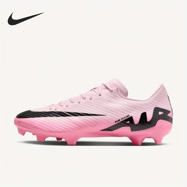 Chaussures de Football Hommes Basses Nike Mercurial Vapor 15 Academy - Coussinets Zoom Air, Durables pour Pelouse Synthétique MG, Conception Respirante à Lacets, Semelle Antidérapante en Caoutchouc, Entraînement et Match Toutes Saisons (Rose/Noir), Accessoires de Football