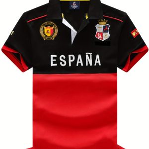 Polo Homme Style Espagnol – Lettres Brodées 3D, Haute Qualité & Tendance Toutes Saisons
