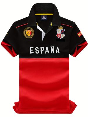 Polo Homme Style Espagnol – Lettres Brodées 3D, Haute Qualité & Tendance Toutes Saisons