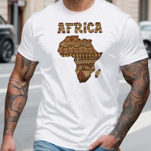 T-shirt homme motif carte africa - Manches courtes, col rond, coupe régulière, pour l'été.