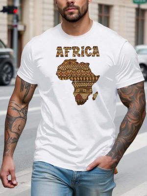 T-shirt homme motif carte africa - Manches courtes, col rond, coupe régulière, pour l'été.